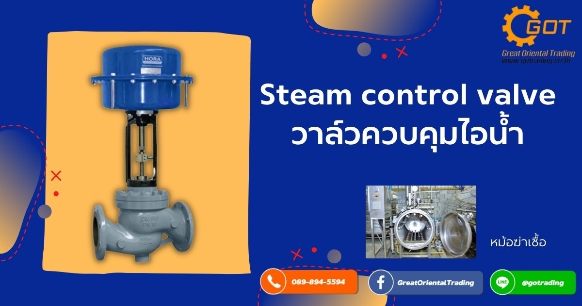 วาล์วควบคุมไอน้ำ (Temperature control valve) สินค้า  HORA Steam control valve คือ ชุดควบคุมอุณหภูมิ โดยปกติหม้อนึ่งฆ่าเชื้อแต่ละหม้อจะต้องมีชุดควบคุมอุณหภูมิแบบอัตโนมัติสำหรับรักษาอุณหภูมิในหม้อนึ่งฆ่าเชื้อโดยใช้ร่วมกับเทอร์โมมิเตอร์